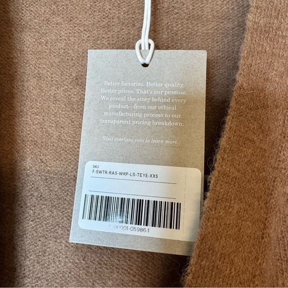 NWT Everlane Wrap Brown Alpaca Wool Sweater Women’s size XXS - Picture 5 of 6